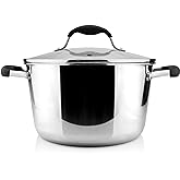 AVACRAFT 18/10 Tri-Ply Stainless Steel Dutch Oven, Chef’s Pan with Glass Lid, Induction Compatible, Multipurpose Stock Pot, 5 Quart