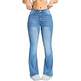 TimeGofate High Waisted Flare Jeans for Women - Stretchy Denim with Tummy Control, Trendy Blue Bell Bottoms (S-XXL)