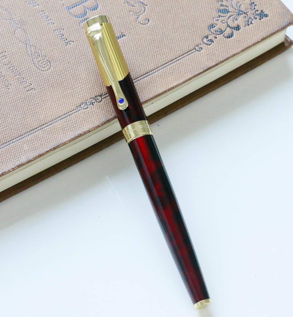 Gullor Advanced Fountain Pen Jinhao 9009 Fine Nib Claret and Golden
