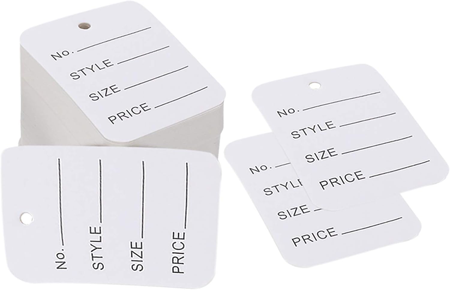 jijAcraft 1000Pcs Pre-Punched White Price Tags, 3.5x5CM Clothing Garment Price Labels/Tickets/Tags