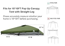10x10 Pop Up Canopy Replacement Top Cover with Air