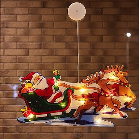 Amazon Co Jp 吸引ウィンドウライトをぶら下げクリスマスライト サンタロープライトシルエットクリスマスの飾り Ledクリスマスシルエットライト 6 ホーム キッチン