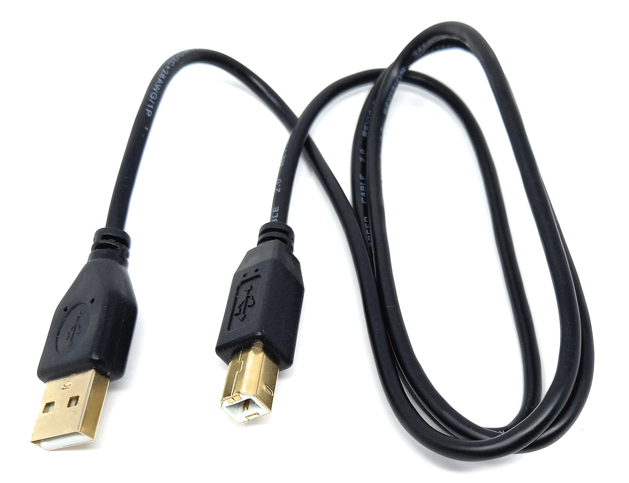 DRUT 1m USB A to B 2.0 24AWG High Speed Cable Lead for Printer, Scanner, Music Instrument 3.3ft Black Gold Connectors