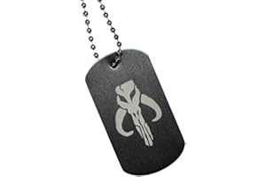 MORALE TAGS Mandalorian Morale Dogtag with 24" Chain Laser Engraved