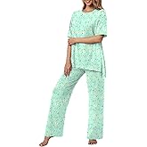 Netsmile Women's Pajamas Set 2 Piece Lounge Sets Short Sleeve Long Pants Ladies Pjs Comfy Loungewear Outfits with Pockets