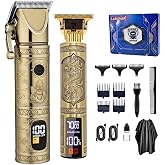 Hair Clippers for Men Professional, Beard Trimmer Kits &amp; Sets, Cordless Mens Hair Trimmer, Electric Shavers, Haircutting Machine with LED Display (Bronze-2in1)