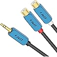 J&D 3.5 mm to 2 RCA Cable, 3.5 mm Male to 2RCA Female Stereo Audio Adapter Extension Cable RCA Female to 3.5mm Male with Heavy Duty Gold Plated RCA to AUX Adapter, 1 Feet