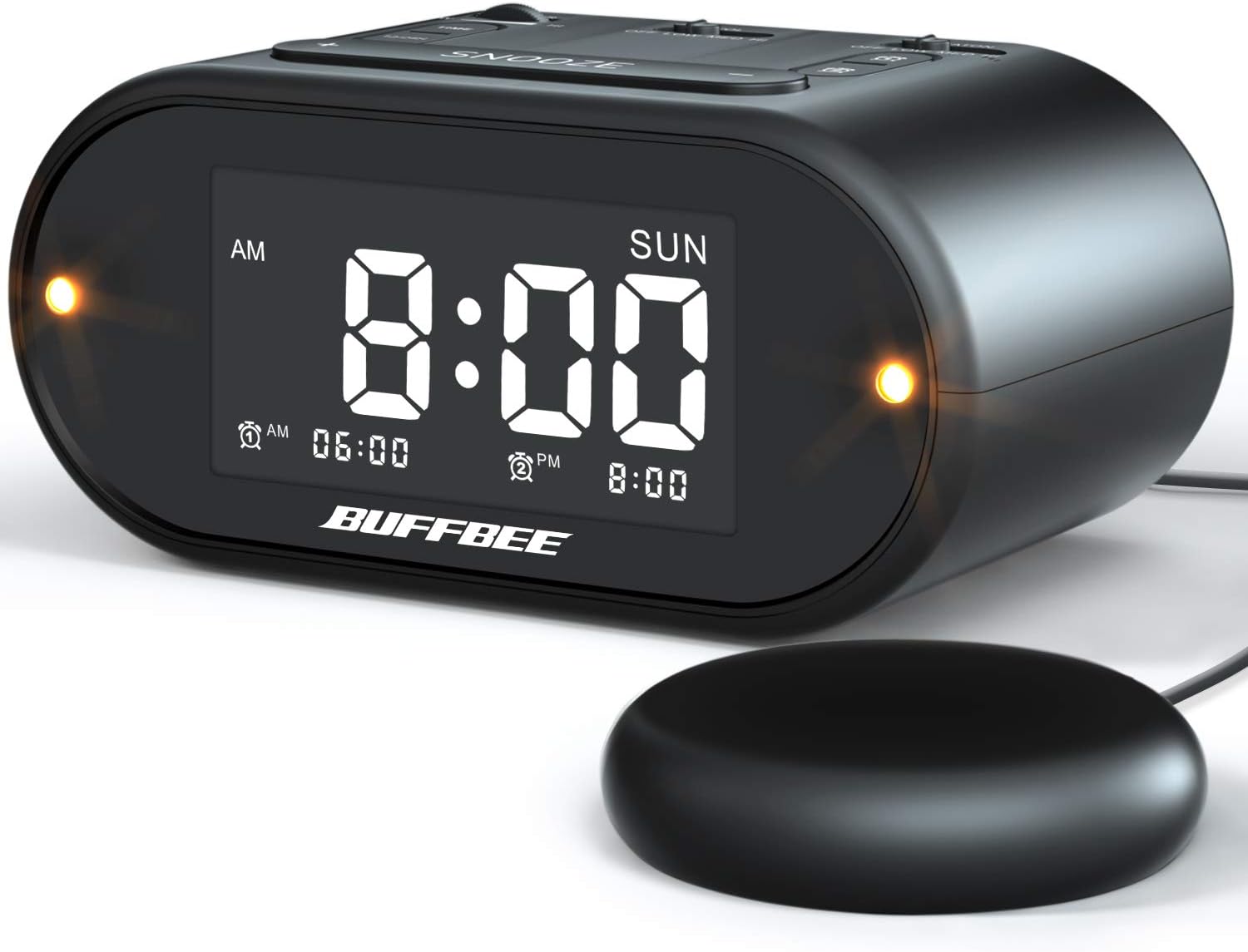 Super Loud Alarm Clock with Bed Shaker, Flashing Alert Light, Full