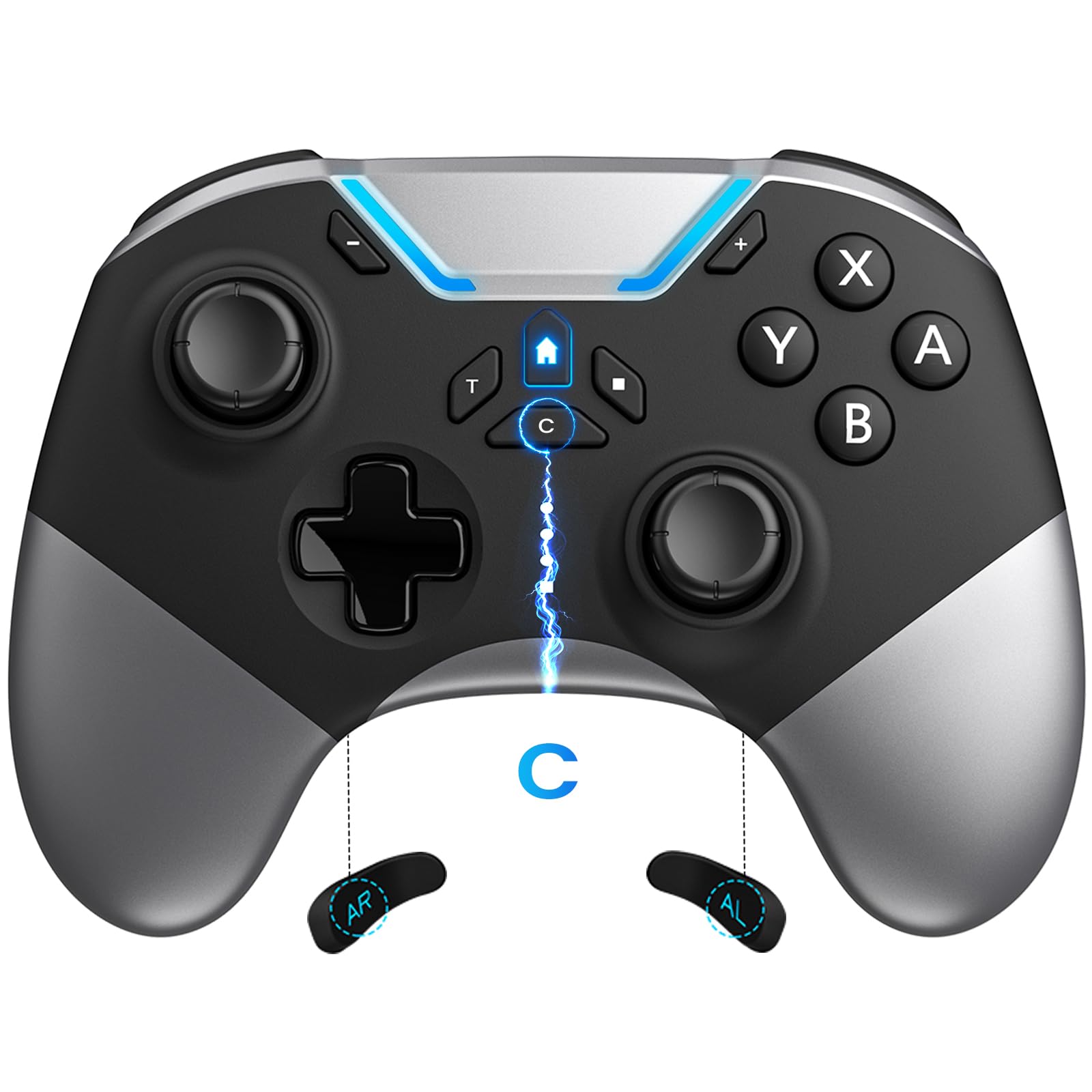 aghi Switch 2 Controller with Home Wake-up, Wireless Switch 2 Pro Controller for Switch 2/1/Lite/OLED with Loop Macro, Hall Effect Anti-Drift Joystick, C Button, HD Rumble, 6 Axis Gyro, Turbo