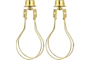 2 PACK Lamp Shade Light Bulb Clip Adapter, WEAVERBIRD Lamp Shade Harp Holder Adapter Kit Attaching Finial Top and Lampshade Levellers Spring Clip for Light Bulb,DIY Lighting Projects, Gold