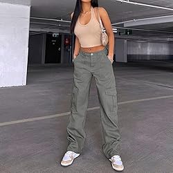 QYANGG High Waist Cargo Pants Women Stretch Baggy