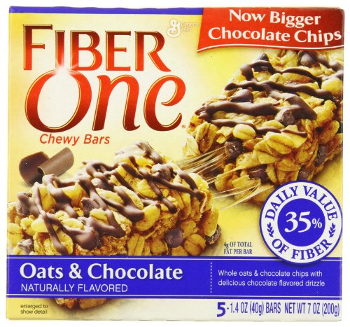 Fiber One Chewy Bars, Oats and Chocolate, 5-Count Boxes (Pack of 12)