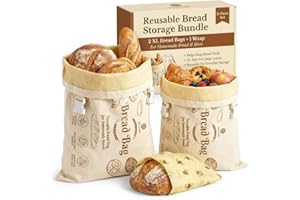 Beeswax Bread Bags for Homemade Sourdough Bread - Reusable Linen Bread Bag Storage - Large Loaf Guard Cotton Beeswax Bags - S