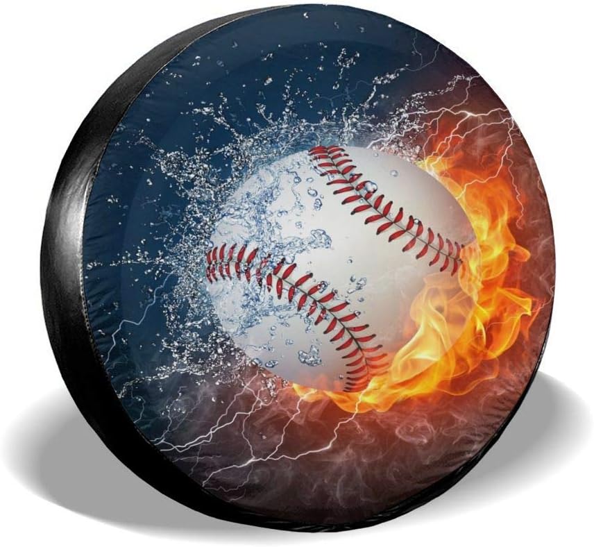 Nicokee Tire Cover Baseball with Fire and Water Spare Tire