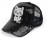 D.O.T Kids Cat Ear Baseball Cap Girls Cute Kitty Adjustable Snapback Trucker Hat for Summer Sport Travel Hiking 2-15Y