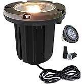 MALORY Low Voltage Landscape Lights, (4.6''H) Brass Top Cover 12V Outdoor In Ground Lights, LED Landscape Well Lighting for P