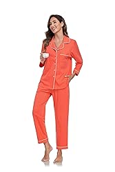 COLORFULLEAF Women's 100% Cotton Long Sleeve Pajama