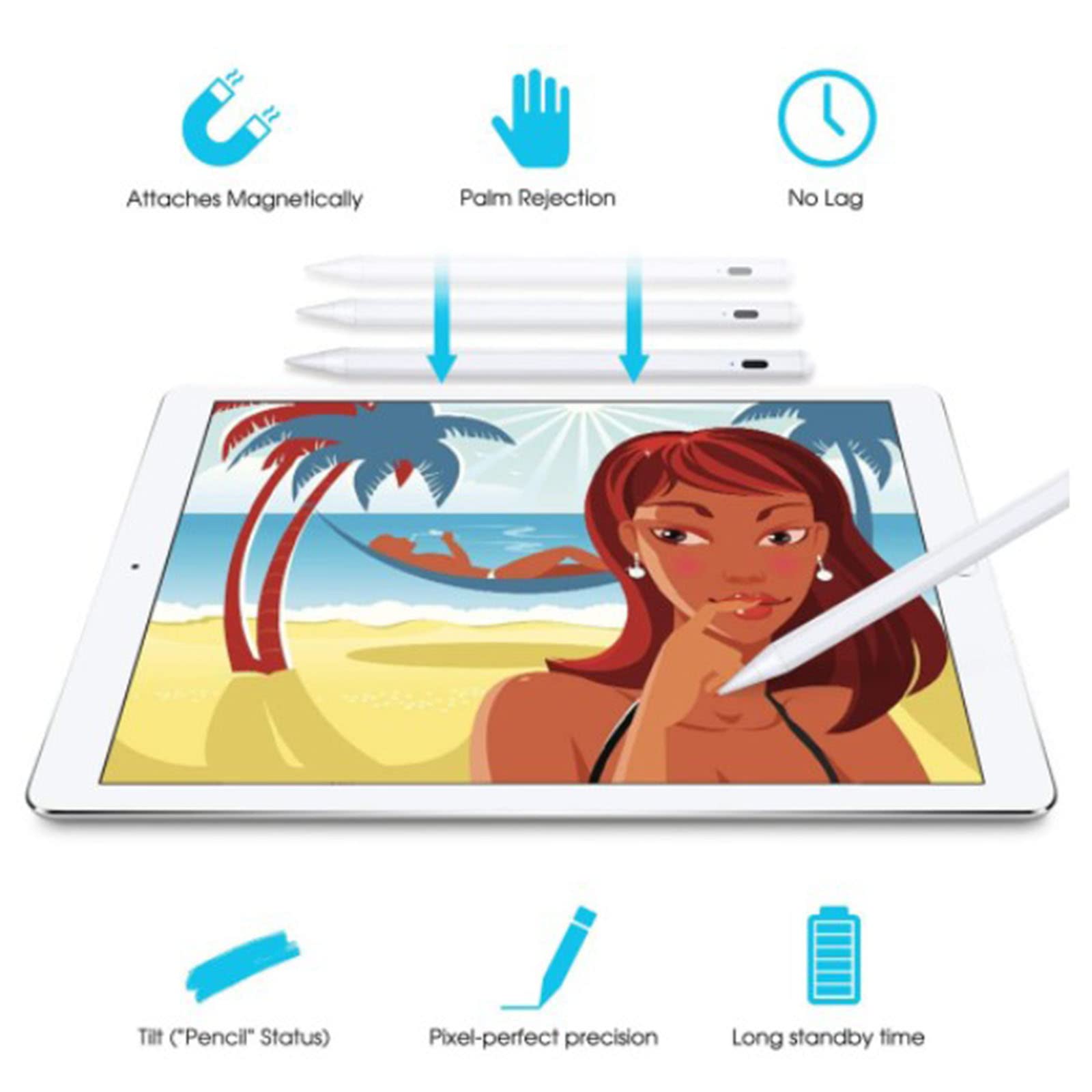 Stylus Pen for ipad with Tilt Sensitive & Palm Rejection, Active Pencil Compatible with Apple iPad Pro 11/12.9 Inch, iPad 6/7/8/9/10th Generation, iPad Air 3rd/4th, iPad Mini 5/6th Gen