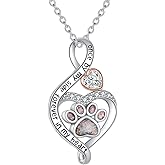 YONFQE Paw Print Urn Necklace for Ashes Sterling Silver Cremation Pendant Memorial Jewelry Gifts with Funnel Filler for Women Men