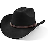 SAJUZEN Cowboy Hats for Women and Men with Wide Brim Felt Suede Western Hats for Cowgirls and Cowboys