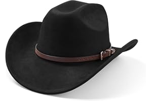 SAJUZEN Cowboy Hats for Women and Men with Wide Brim Felt Suede Western Hats for Cowgirls and Cowboys