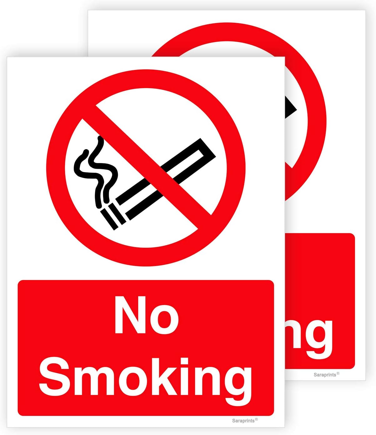 Pack of 2 No Smoking Stickers Self Adhesive Waterproof Vinyl No Smoking Signs 150mm x 200mm V1102