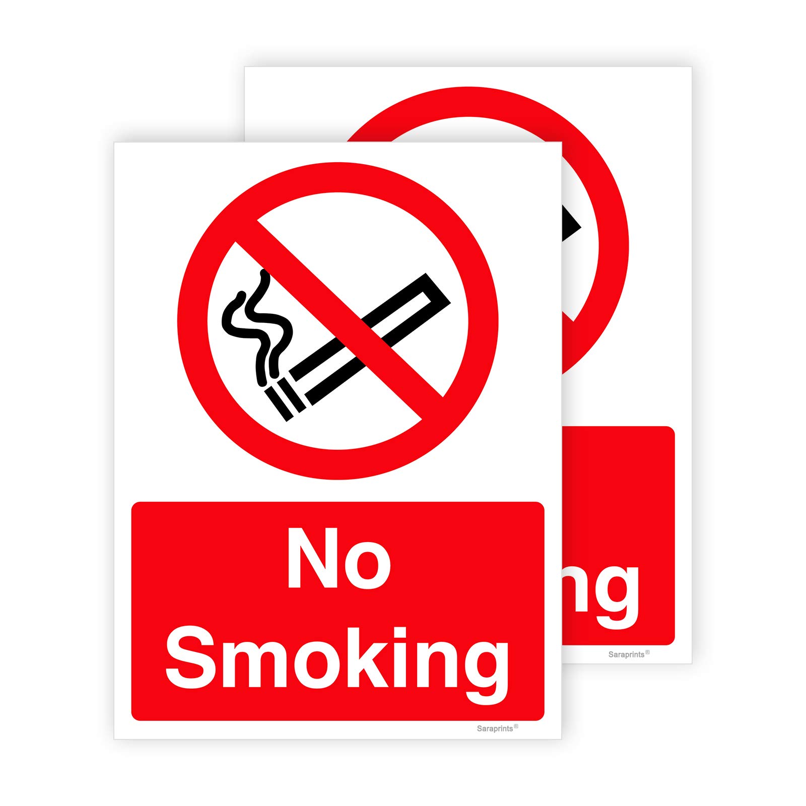 Pack of 2 No Smoking Stickers (150 x 200 mm) Waterproof No Smoking Sign Self Adhesive Stickers for Door Sara Prints®