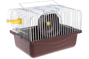 CHUQIANTONG Pet Hamster Cage with Running Wheel Water Bottle Food Basin Portable Carrier House Mice Home Habitat for Going Out, Traveling (Coffee)