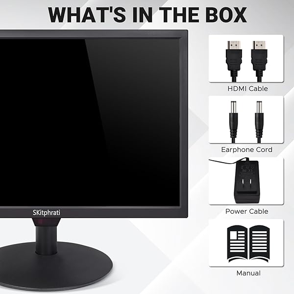 SKITPHRATI 19 INCH HD (1440 X 900) PC MONITOR, COMPUTER MONITOR WITH HDMI VGA AV BNC USB PORTS, 60HZ, 5MS, VESA, BUILD-IN SPEAKERS, LED DISPLAY FOR LAPTOPS AND DESKTOPS OFFICE HOME