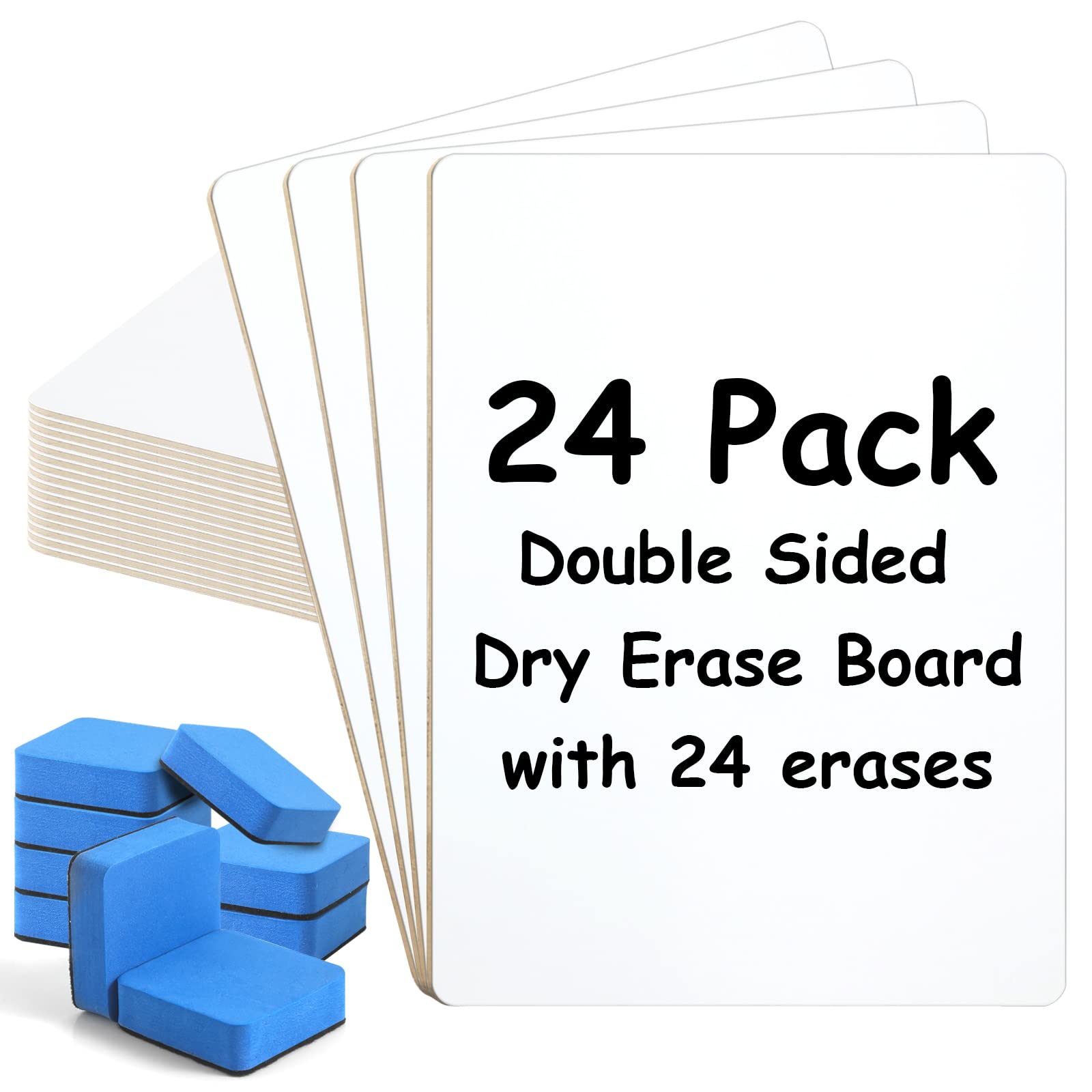 Photo 1 of ShyLizard 24Pack Dry Erase Boards, Double Sided Small White Board for Classroom Students, 9"x12" Personal Mini White Board Bulk, Dry Erase Board with 24Erasers for Classroom Teachers Office Supplies
