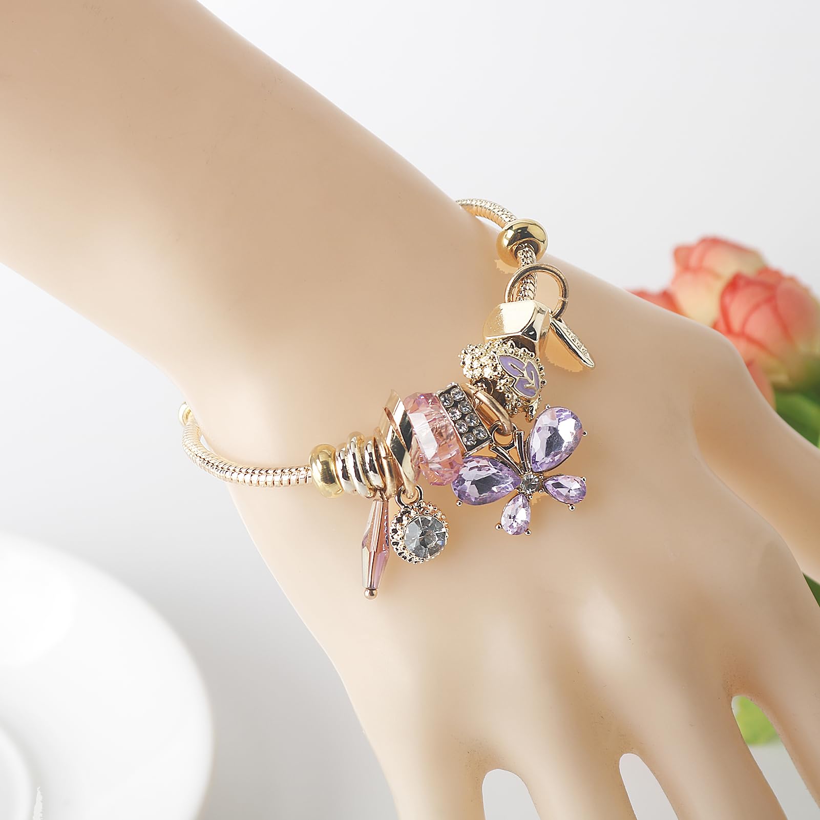 DS Charm Bracelets for teen girls exquisite cute cartoon friendship bracelet Gold Stainless Steel Bangle birthday Gift box Adjustable little girls kids jewelry holiday gifts