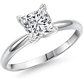 Gem Stone King 1.25 Ct 14K White Gold IGI Certified Lab Grown Diamond Engagement Ring | VS1 Clarity | Princess Cut | F-G Color | Gold Ring For Women
