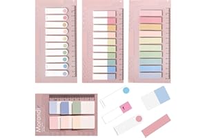 AIYUENCICI Index Tabs with Ruler, 4 Pack 660 Pieces Sticky Tab, Note Page Marker, Writable and Repositionable File Flags Morandi Pages Markers Book Labels for Reading Tab, Classify Files (Color A)