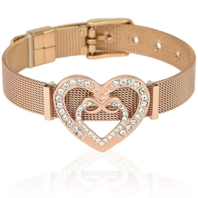 SUNIANA® - Mesh Armband Set mit Charm || Endless Love || individuell erweiterbar | Charmband