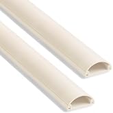 ZhiYo 42.5in Cord Covers for 1-2 Wires on Wall, 1" W x 0.4" H, Beige | Curved Design, Low-Profile Cord Hider, Self-Adhesive Cable Management Raceway for Wall-Mounted TV Wires, 3 Pack (14.2" Each)