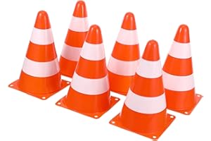 VICASKY 6pcs High Visibility Road Barrier Cones PE Traffic Safety Pylons for Construction and Traffic