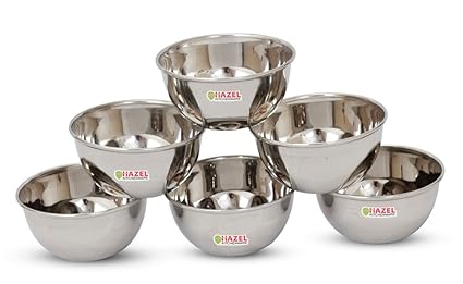 HAZEL Steel Vatti/Bowl - 6 Pcs Set - Large