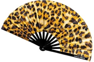 KANDIES WORLD INC Kandies World UV Reactive Custom Festival Folding Hand Fan - Unique Designs, Made of Bamboo, Clacking Sound, Lightweight - Perfect Rave and Festival Accessory!