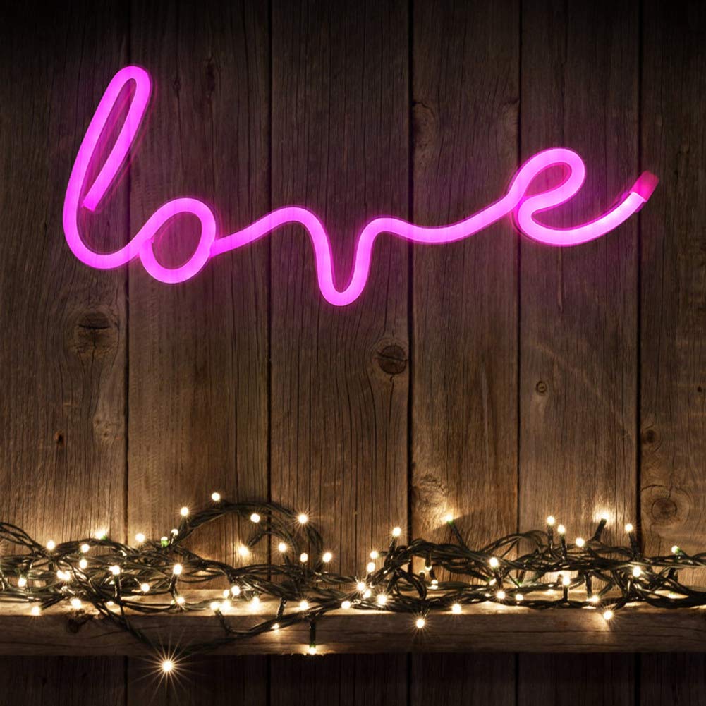 Oyunngs LED Neon Decorative Lights, Waterproof Unique Letter Shape Neon Sign Shaped Wall Decor Light, for Party, Room, Bar Decor