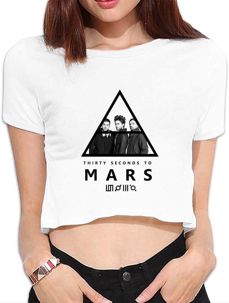 Myler 30 Seconds To Mars 30stm Female Midriff Tee White
