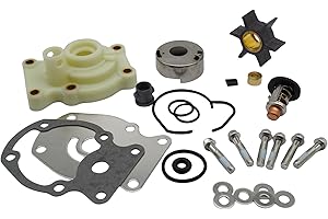 SEASIERRA Boat Marine 0393630 Water Pump Impeller Kit with 5005440 Thermostat Kit for Johnson Evinrude OMC Outboard 20 25 30 35 HP Engine Motors Replace 393630 18-3382 18-3543