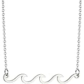 Lauren-Spencer Wave Necklace Gold Silver Plated Ocean Wave Necklace Beach Necklaces for Women Surfer Jewelry Gifts Summer Necklace for Her
