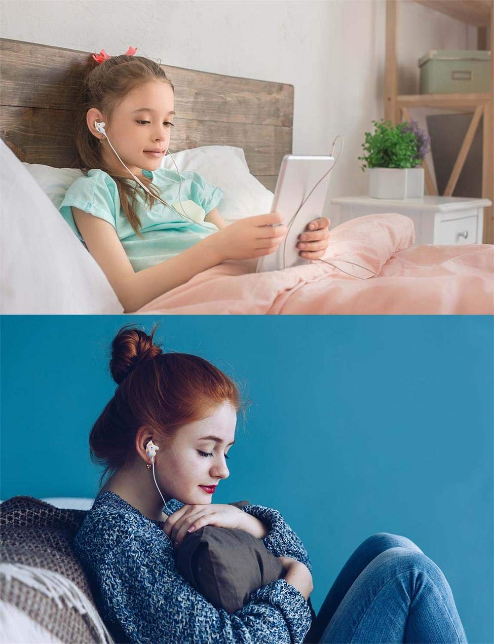 Girls Headphones - TMHH Kids Teens Safe Friendly Earphones with Cute Earbuds Case, Microphone, Noise Canceling for School Travel Airplanes (Pink)