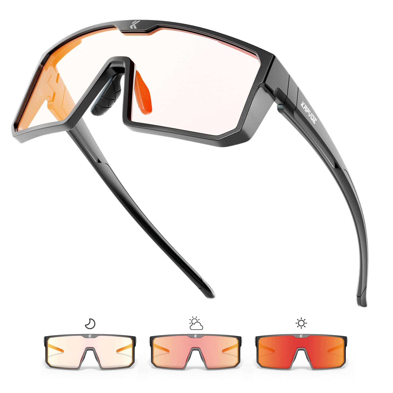KAPVOE Photochromic Cycling Glasses Men Women Clear Mountain Bike Sunglasses MTB Bicycle Riding Sports Triathlon Running K232
