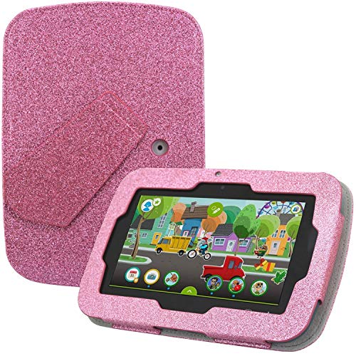 LeapPad Academy Case & Leapfrog Epic Academy Case - HOTCOOL New PU Leather with Kickstand Cover Case for LeapPad Academy & Leapfrog Epic Academy 7" Tablet, Glitter Pink