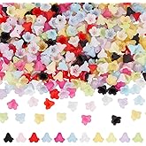 CRAFTYMELODY 550Pcs Flower Beads Caps 11 Colors Acrylic Morning Glory Beads Mixed Color Floral Bead Flower End Caps Spacer Loose Bead for Earrings Necklace Necklaces Jewelry Making Supplies