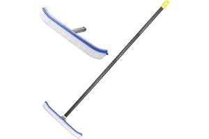 FLY HAWK Swimming Pool Wall Tile Brush,18" Polished Aluminum Back Pool Scrub Brush Head Designed for Cleans Walls, Tiles & Floors, Nylon Bristles Algae Pool Brush Head with EZ Clips
