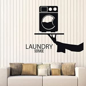 Pegatinas Pared Murales Servicio De Limpieza Ropa Lavadora Puerta