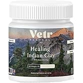 vetr Naturals Healing Indian Clay - Organic Natural Bentonite Clay 1 lb - Deep Pore Cleansing Facial, Hair & Body Mask - 100% Pure Calcium Bentonite for Detox & Skin Care