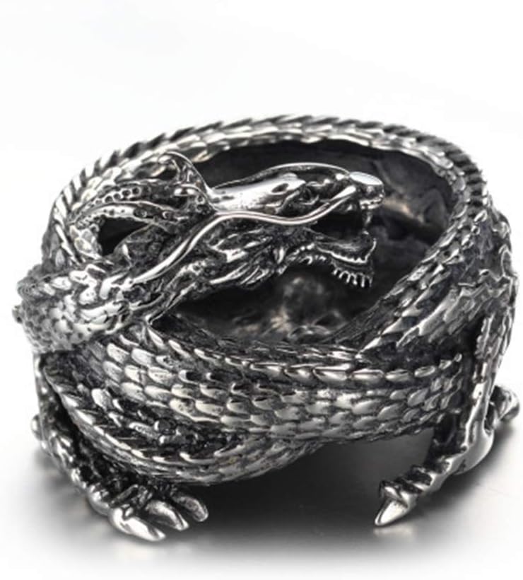CHUNSHENN Ashtrays, Silver European and American Stainless Steel Jewelry Dragon Ashtray Decoration Titanium Steel Gift 4.5 6.5 (cm) Delicate Beautiful Home Decoration Present Gifts